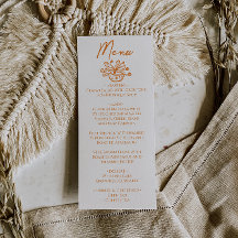 Cardápio de casamento floral desenhado à mão em la