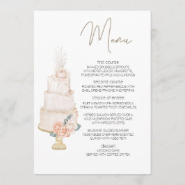 Menu Cardápio de Casamento Floral Elegante Boho Rosa Mo