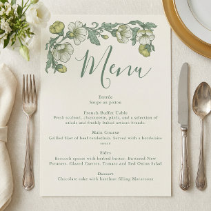 Menu Cardápio de Casamento Floral em Art Nouveau com Sa