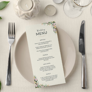 Menu Cardápio de casamento floral - estilo boho