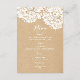 Menu Cardápio de Casamento Floral Hortênsias Rústicas