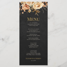 Menu Cardápio de Casamento Floral Preto da Bruxa da Flo