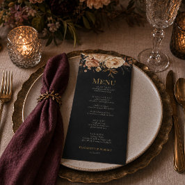 Menu Cardápio de Casamento Floral Preto da Bruxa da Flo
