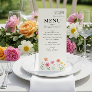 Menu Cardápio de Casamento Floral Rosa Laranja de Flor 