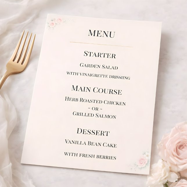 Menu Cardápio de Casamento Floral Rosa Luxo (Criador carregado)