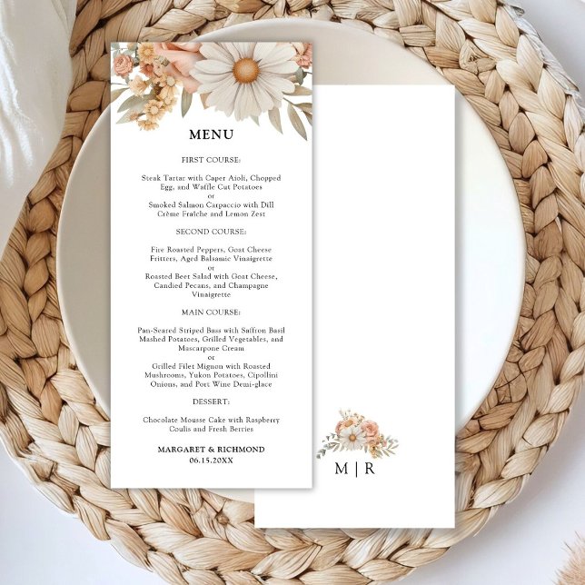 Menu Cardápio de Casamento Floral Rosa Poá Boho (Criador carregado)