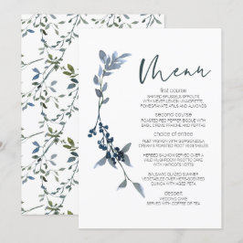 Menu Cardápio de Casamento Floral Sage Silver Green