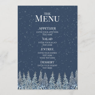 Menu Cardápio de Casamento Floresta de Inverno Rústico