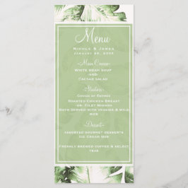 Menu Cardápio de Casamento Folhas Tropicais Brancas Ele