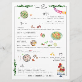 Menu Cardápio de Casamento Ilustrado Personalizado | Ba