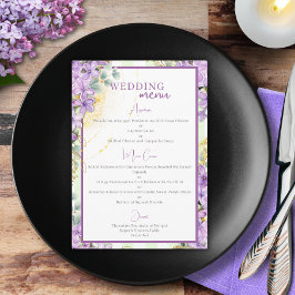 Menu Cardápio de Casamento Lilás Roxo