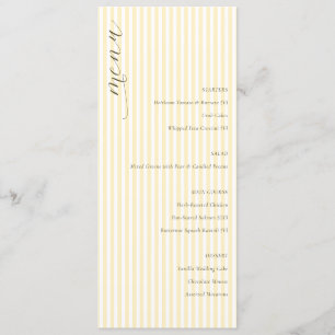 Menu Cardápio de Casamento Listrado de Creme Elegante