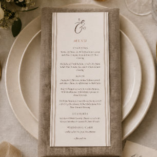 Menu Cardápio de Casamento Listrado de Marrom Cacau Boh