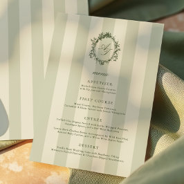 Menu Cardápio de Casamento Listras Verde Sage