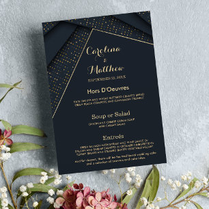 Menu Cardápio de Casamento luxuoso azul marinho moderno