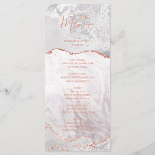 Menu Cardápio de Casamento Mármore Ágata com Folha de O
