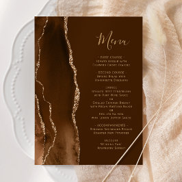 Menu Cardápio de Casamento Marrom Ágata Mocha Gold