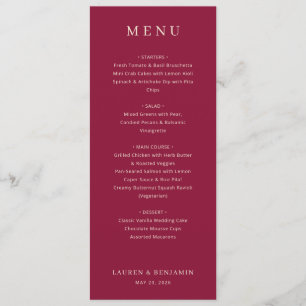 Menu Cardápio de Casamento Marrom Elegante