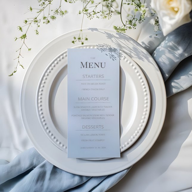 Menu Cardápio de Casamento Minimalista | Azul Desbotado (Criador carregado)