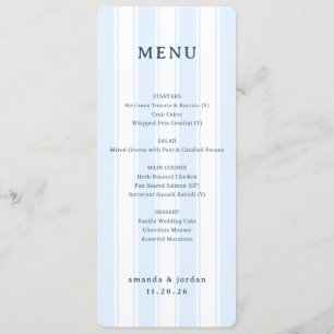 Menu Cardápio de Casamento Minimalista Azul Elegante