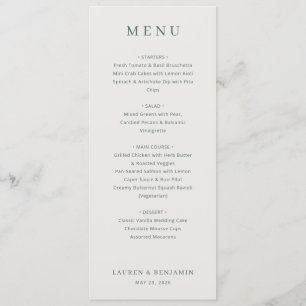 Menu Cardápio de Casamento Minimalista Bege Elegante