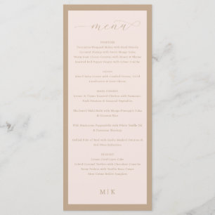 Menu Cardápio de Casamento Minimalista Bege Elegante