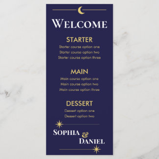 Menu Cardápio de Casamento Minimalista Celestial