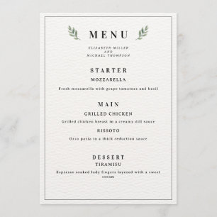 Menu Cardápio de Casamento Minimalista Clássico Simples