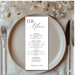Menu Cardápio de Casamento Minimalista com Caligrafia M