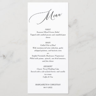 Menu Cardápio de Casamento Minimalista Elegante