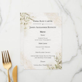 Menu Cardápio de casamento minimalista elegante