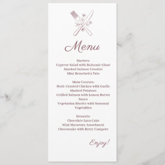 Menu Cardápio de Casamento Minimalista Elegante
