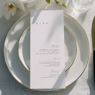 Menu Cardápio de Casamento Minimalista Elegante Preto e