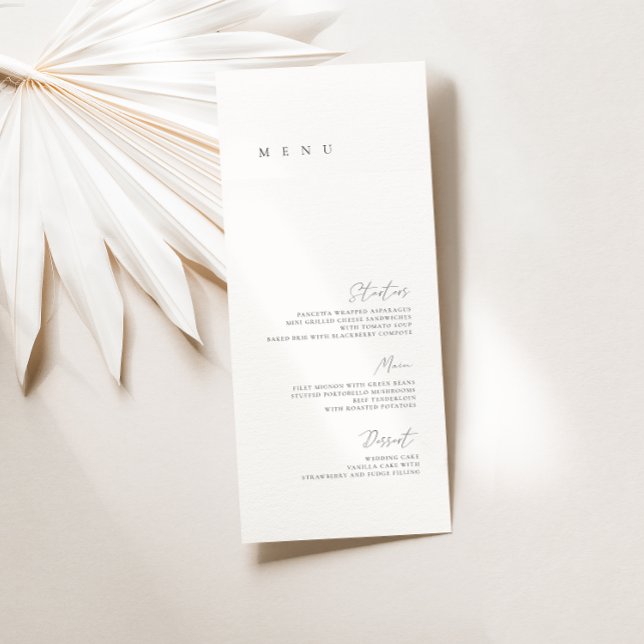 Menu Cardápio de Casamento Minimalista Elegante Preto e (Criador carregado)