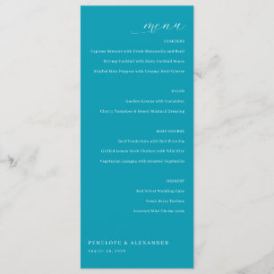 Menu Cardápio de Casamento Minimalista em Verde Água So
