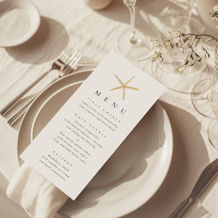 Menu Cardápio de Casamento Minimalista Estrela-do-Mar A