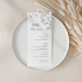 Menu Cardápio de Casamento Minimalista Floral