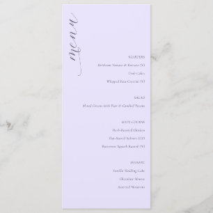 Menu Cardápio de Casamento Minimalista Lavanda Sofistic