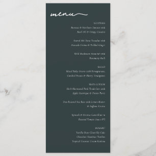 Menu Cardápio de Casamento Minimalista Marinho Sofistic