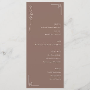 Menu Cardápio de Casamento Minimalista Marrom Elegante