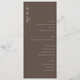 Menu Cardápio de Casamento Minimalista Marrom Elegante