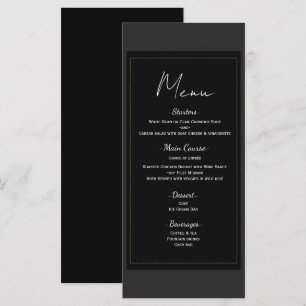 Menu Cardápio de Casamento Minimalista Moderno Preto Ci