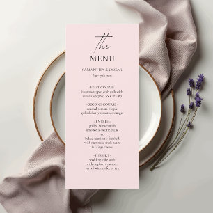 Menu Cardápio de Casamento Minimalista Rosa Bege Eleg