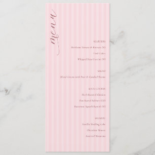 Menu Cardápio de Casamento Minimalista Rosa Elegante
