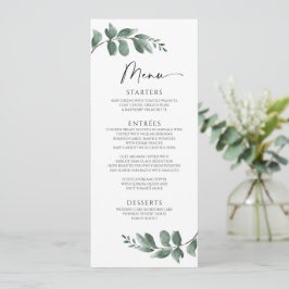 Menu Cardápio de Casamento Minimalista Simples Folhagem