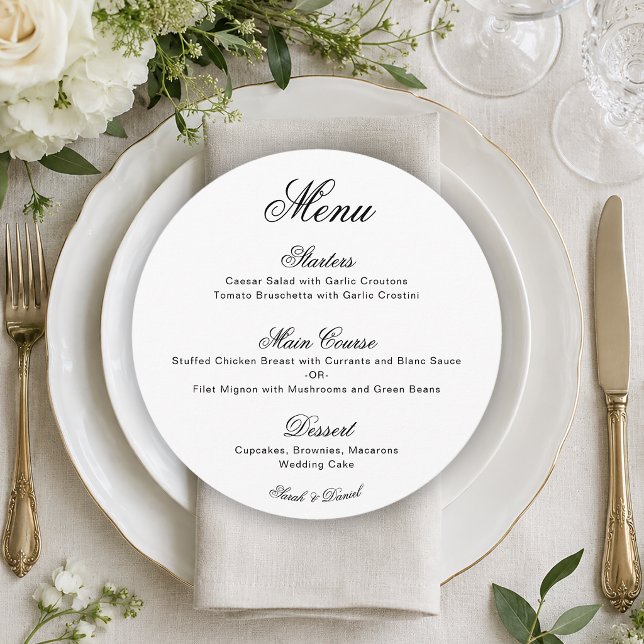 Menu Cardápio de Casamento Minimalista Simples Preto e  (Criador carregado)