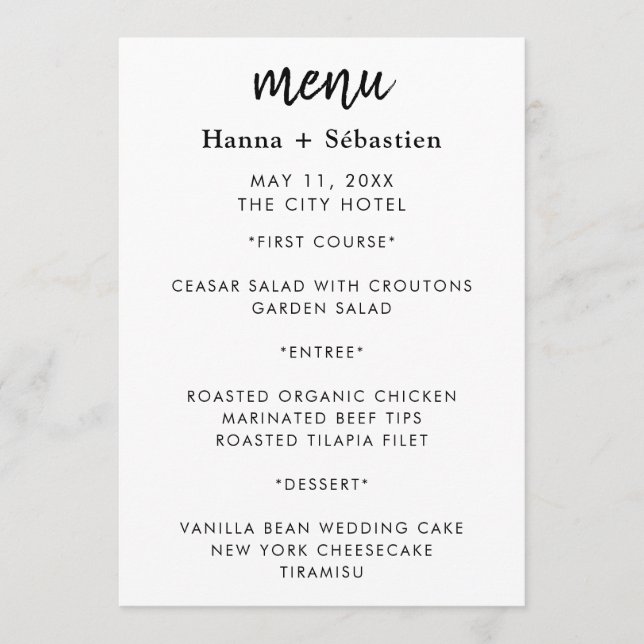 Menu Cardápio de Casamento Moderno (Frente)