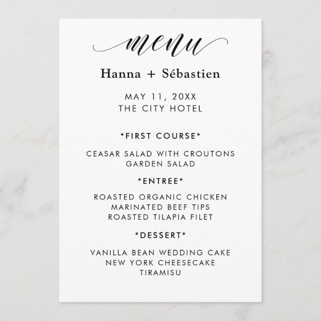 Menu Cardápio de Casamento Moderno (Frente)