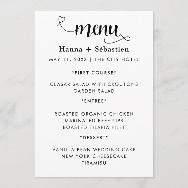Menu Cardápio de Casamento Moderno (Frente)