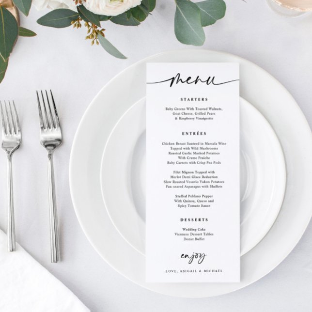 Menu Cardápio de Casamento Moderno Diversão Escrita à M (Criador carregado)